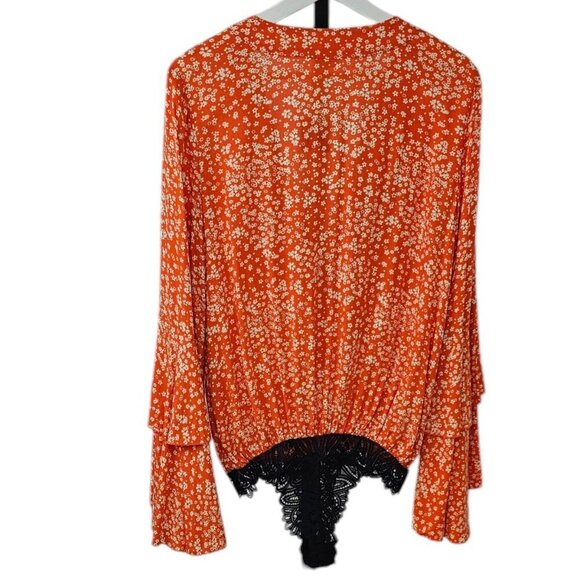 Intimately Free People Shes Ditsy Bodysuit, V-Neck, Floral, Lace Bottom, Size S - Picture 2 of 10